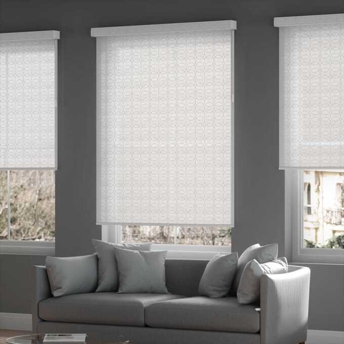 designer white embossed roller shades