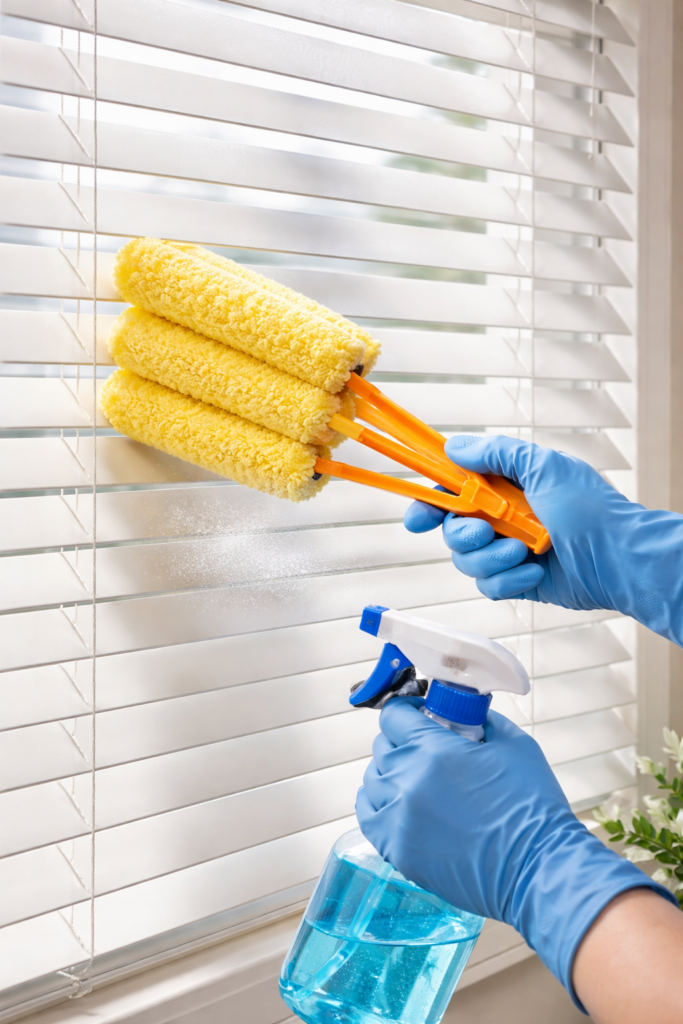 cleaning faux wood blinds