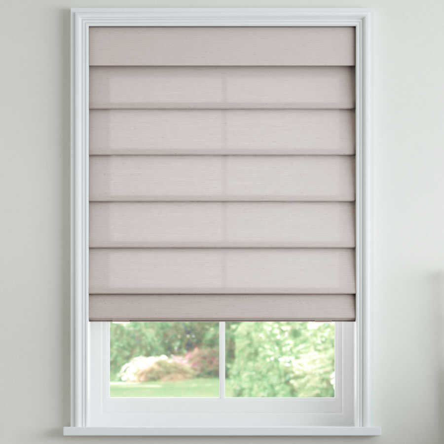delicate roman shades in cosmic taupe