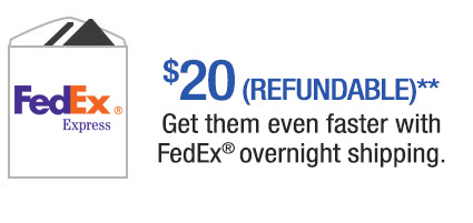 Overnight Samples for $20- Get them even faster with FEDEX Overnight Shipping
